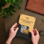 Hands holding a book from Hustle Mate titled: The self employment tax playbook
